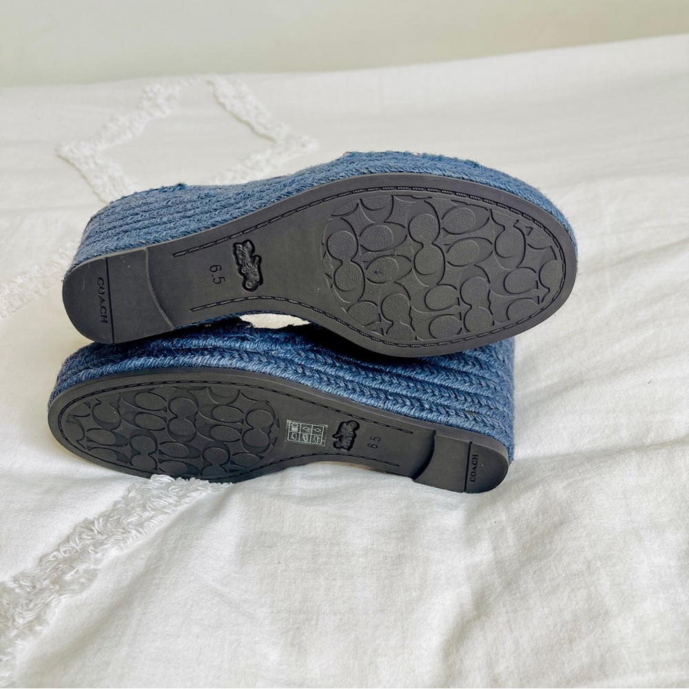 NWOT Coach Denim Floral Wedge Espadrilles - Picture 3 of 6